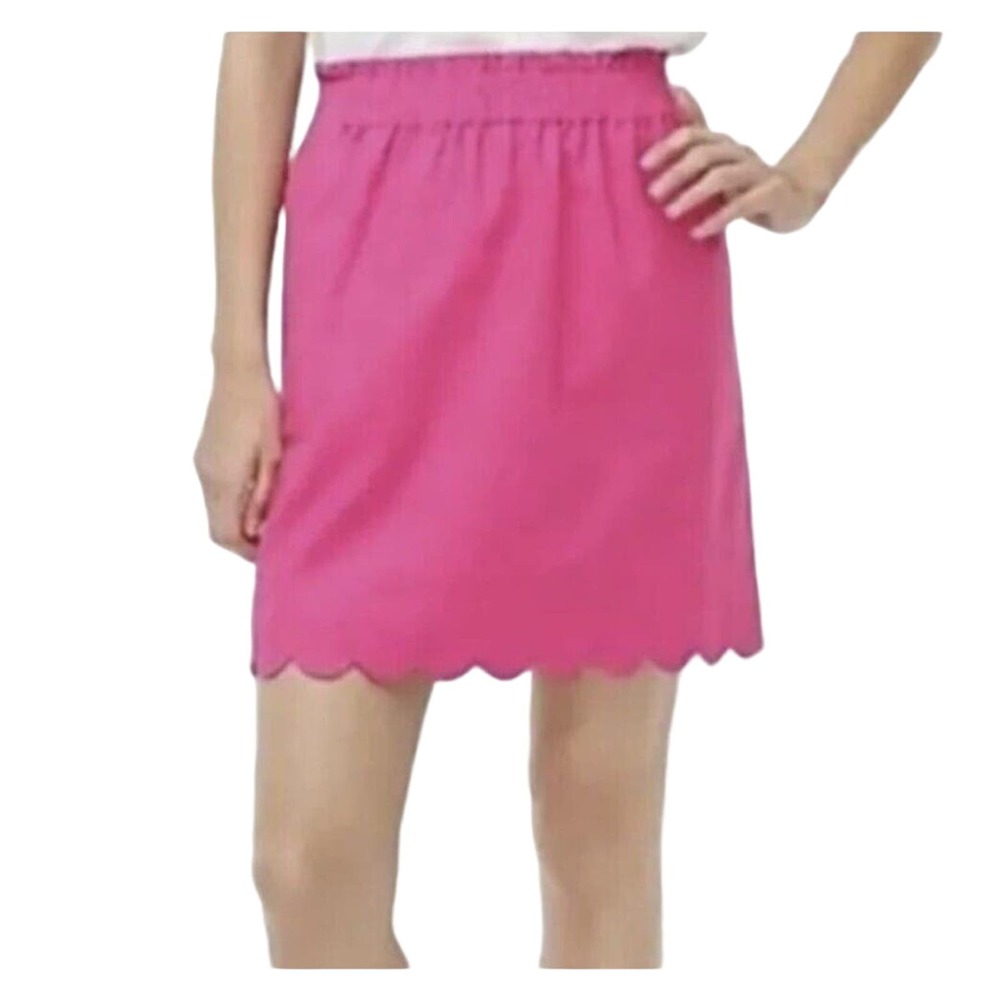 J by J.Crew Womens Hot Pink Linen Blend Scallop Hem Pull-On Mini Skirt Size 00